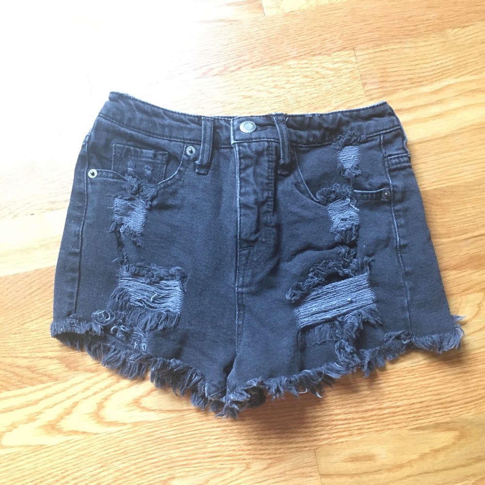 Mossimo Charcoal Gray High Waist Cut Off Shorts